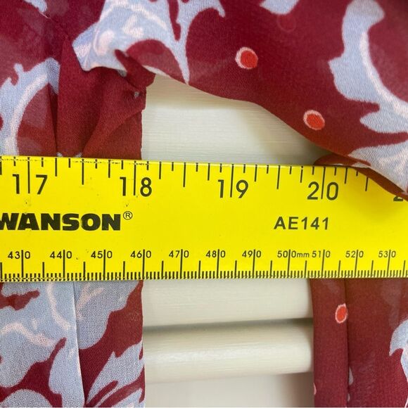 a.n.a Red Floral Sheer Smocked Blouse Long Sleeve Top Size XS NWT - Picture 8 of 10